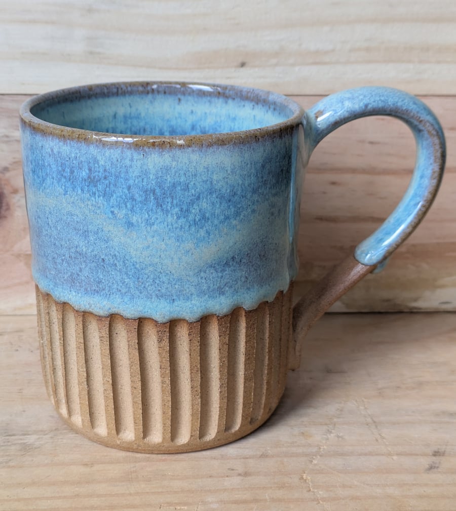 Turquoise half carved mug