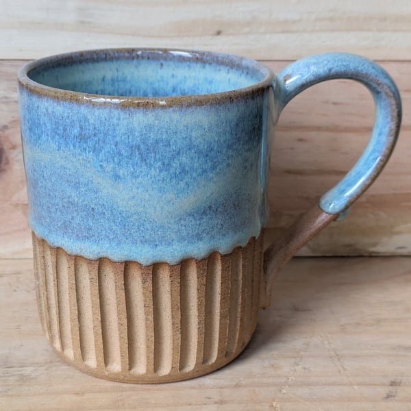 Turquoise half carved mug