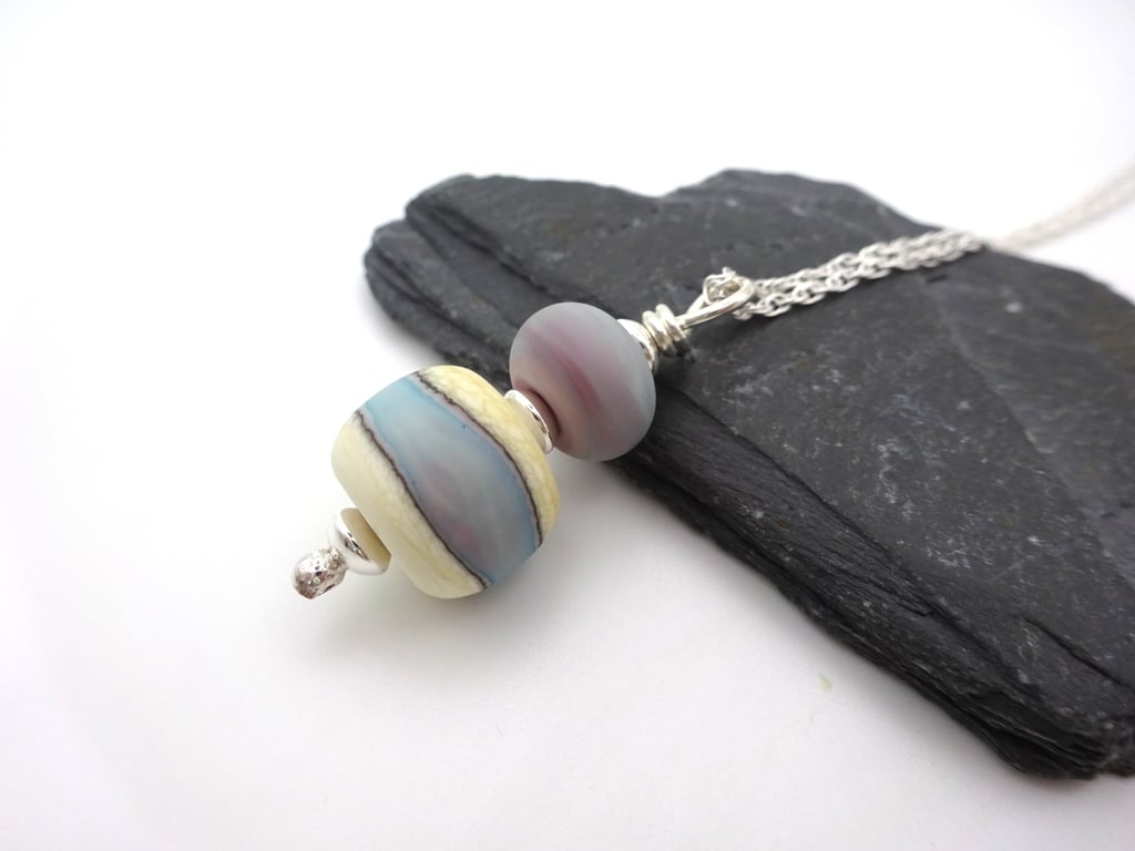 lampwork glass pendant necklace