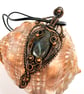 Love Tokens: Copper Wire Wrapped Labradorite Pendant On Waxed Cord Necklace
