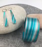 Turquoise and grey anodised aluminium striped cuff - Image 4