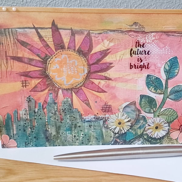 Handmade Affirmation Collage Card The Future is Bright