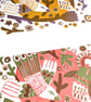 Birds Flying round the Garden in Olive and Burgundy - A3 - Image 2