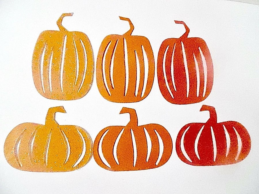 6 x  Orange Pumpkin Die Cuts. Hallowe'en Cut-Outs  Card Topper
