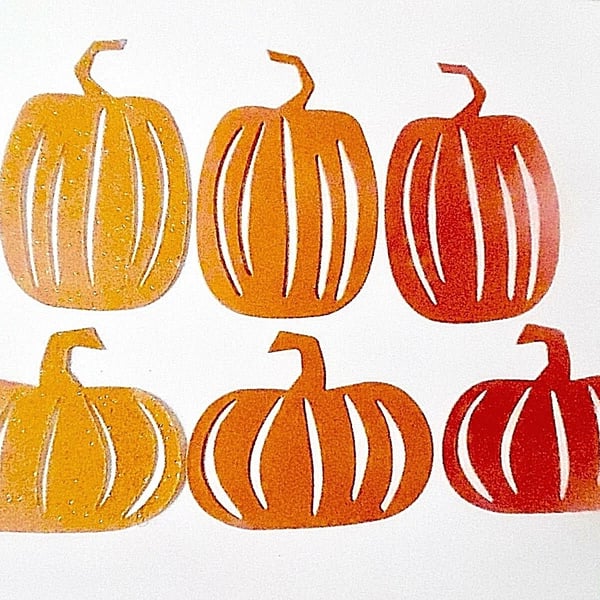 6 x  Orange Pumpkin Die Cuts. Hallowe'en Cut-Outs  