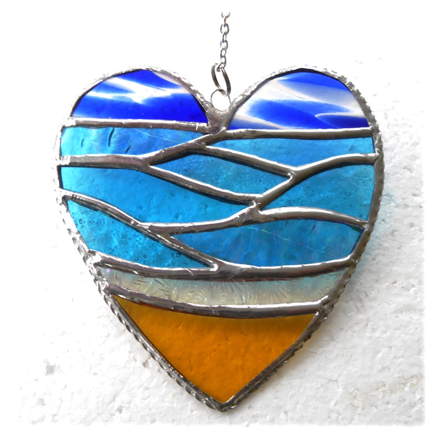 Sea Heart Suncatcher Stained Glass Beach Seaside Blue Sky