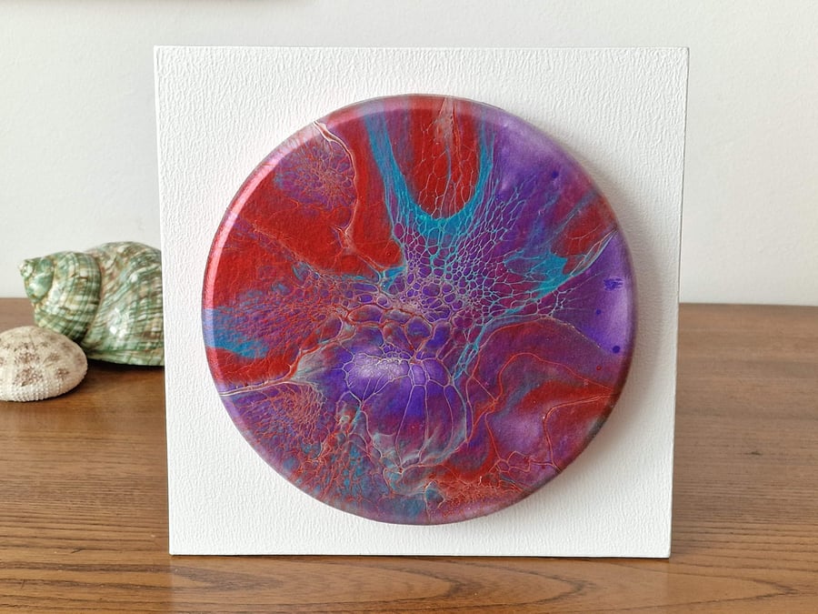 8" x 8" acrylic pour painting wall plaque