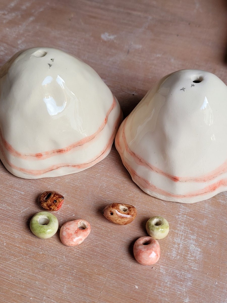 PRIVATE ORDER for E, 3 handmade bells with small robin beads