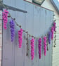 Handmade Crochet Wisteria Garland Pink Purple Floral Bunting