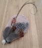 Pheasant and Guinea Fowl Feather Latte Teardrop Fascinator, Races Hat - Image 2