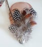 Pheasant and Guinea Fowl Feather Latte Teardrop Fascinator, Races Hat - Image 3