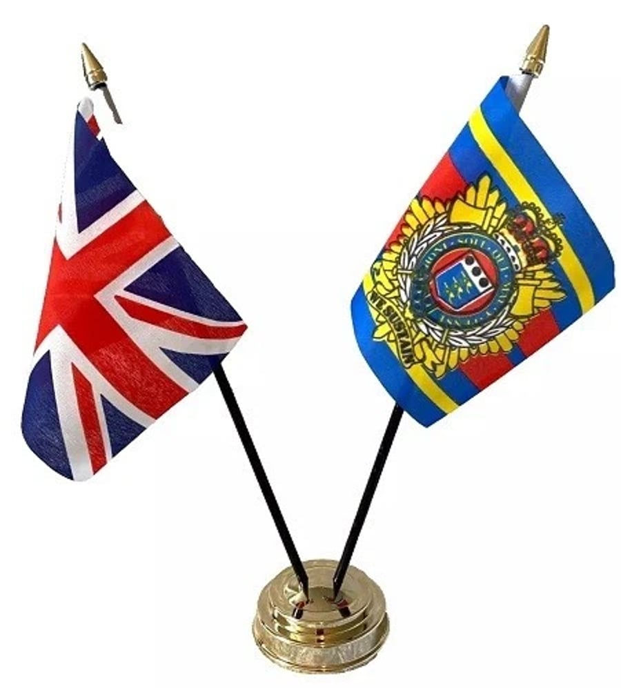 Royal Logistics Corps & Union Jack Friendship 2 Flag 12" Table Display