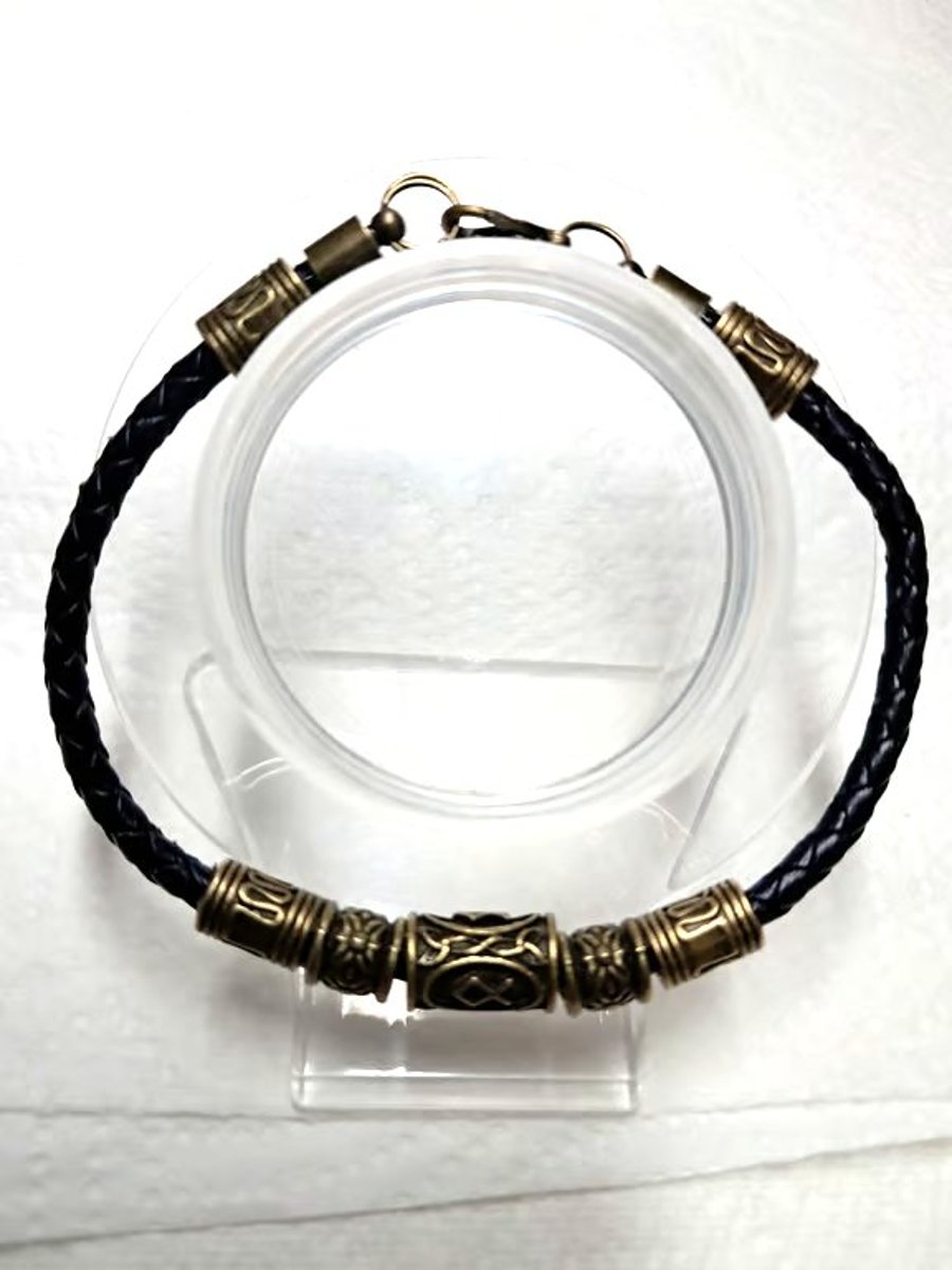 Leather Viking  Rune Bracelet Unisex 