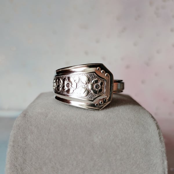 Handmade silver plated spoon ring. Sized M to Z 