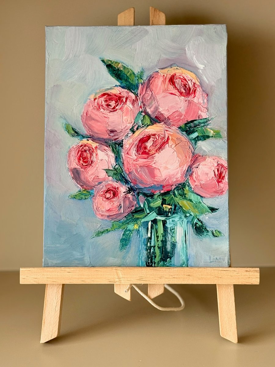 Peony Wall Art Flower Painting Original Artwork Botanical Floral Small Oil Art