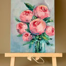 Peony Wall Art Flower Painting Original Artwork Botanical Floral Small Oil Art