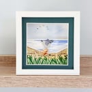 Seagull Desk Art - Original Watercolour - Framed Beach Glass Gift for Friends