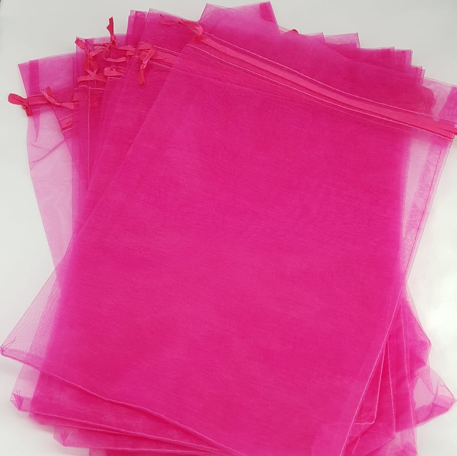 20 Large Wedding Favor Organza Bags, Voile Bags 12 x 8 inches Ceres Pink 