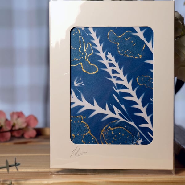 Botanical cyanotype print.