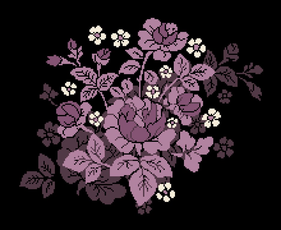 239 - Floral Lilac Roses Cross Stitch Pattern: Vintage Damask Design (PDF Chart)