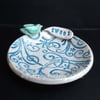 little blue ceramic bird dish tweet