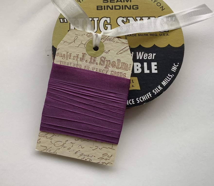 VINTAGE -STYLE ribbon . 4 yds. ( silky, seam binding ). ' Lavender'. Purple.