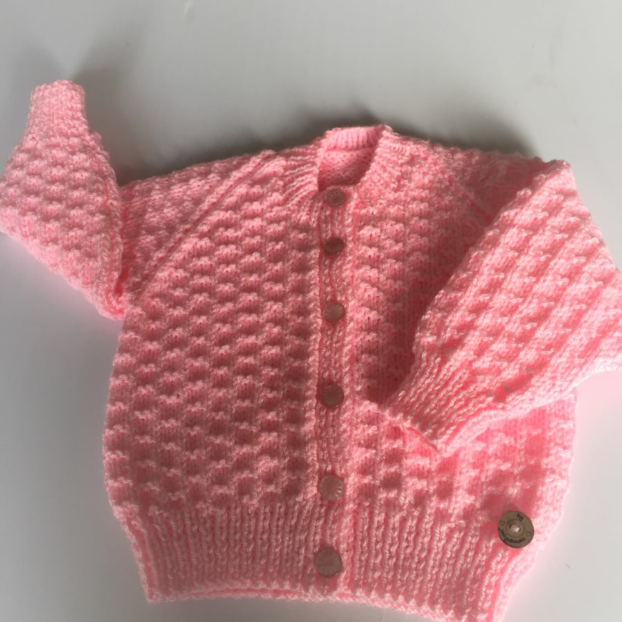 Pink Baby Cardigan 0-6 months approx
