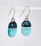 Aqua Blue Spotty Fused Glass Drop Earrings - Image 8
