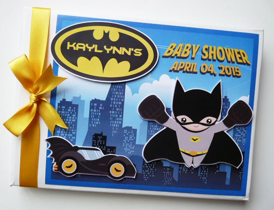 Batman birthday guest book, superman birthday party gift