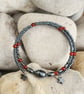 Red Agate and Haematite memory wire bangle - Image 6