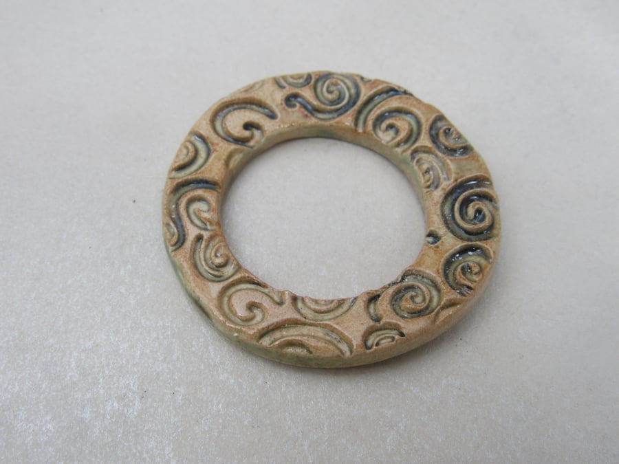 Forest Green Spiral Ceramic Pendant Loop Connector