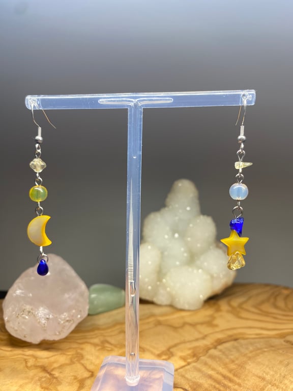 Brea - Asymmetrical Celestial Earrings  