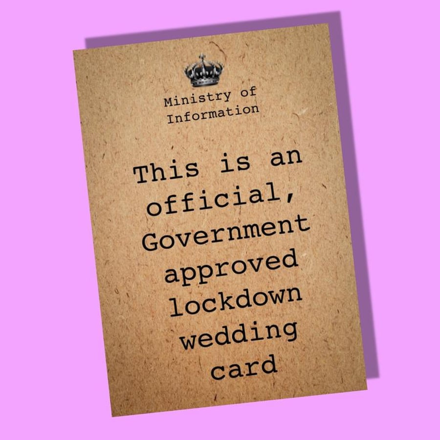 Funny wedding card, Getting married card, Lockdown wedding