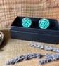Cufflinks in Hand Dyed & Woven British Wool Turquoise Diamonds, Fathers Day Gift