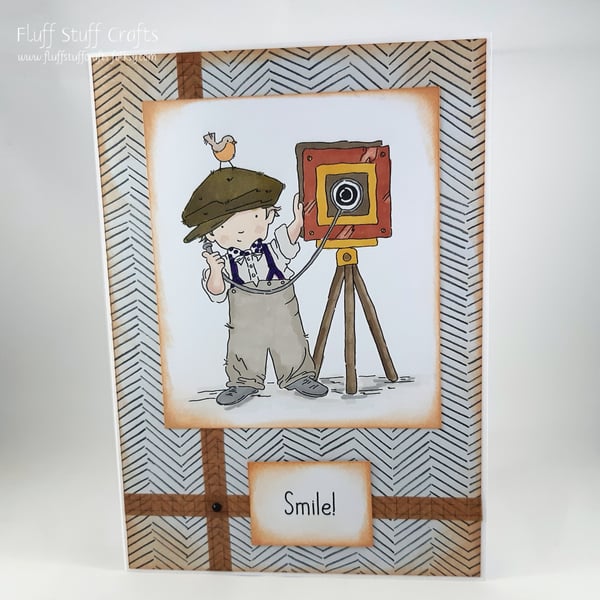 Handmade, blank card - the photographer - Smile!