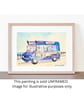 Original ACEO Miniature Watercolour Painting Classic Ice Cream Van 1970's - Image 5