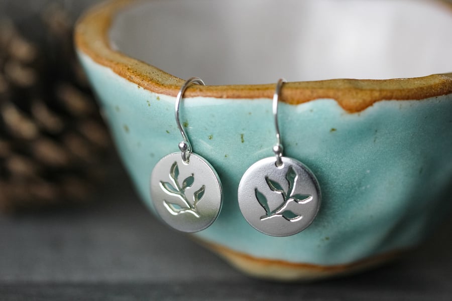 Sterling silver botantical earrings