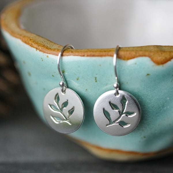 Sterling silver botantical earrings