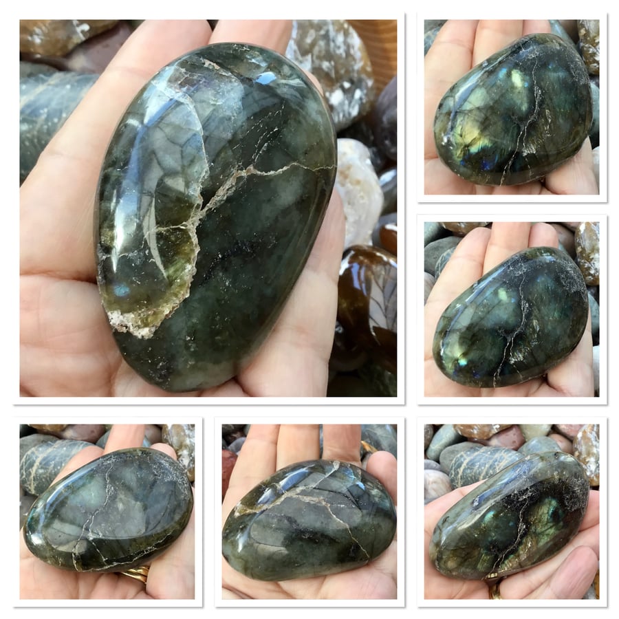 Delicate Flashes! Polished Labradorite Tumblestone, Collectable or Palm Stone.
