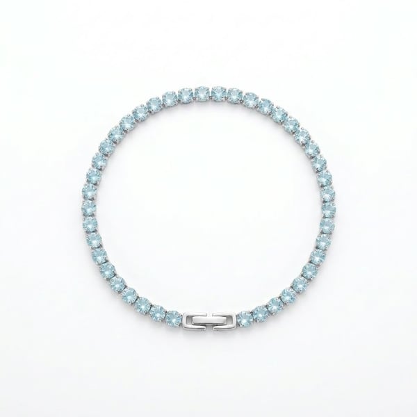 Blue 5A Zircon Tennis Bracelet Hypoallergenic Stainless Steel Stackable Hand