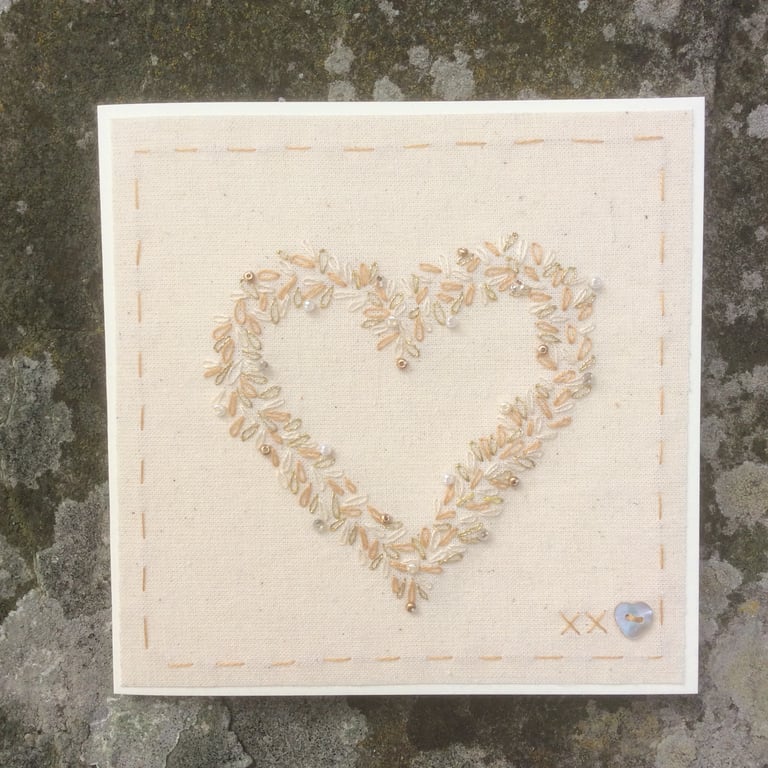 Golden Wedding Anniversary hand embroidered card
