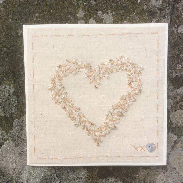 Golden Wedding Anniversary hand embroidered card