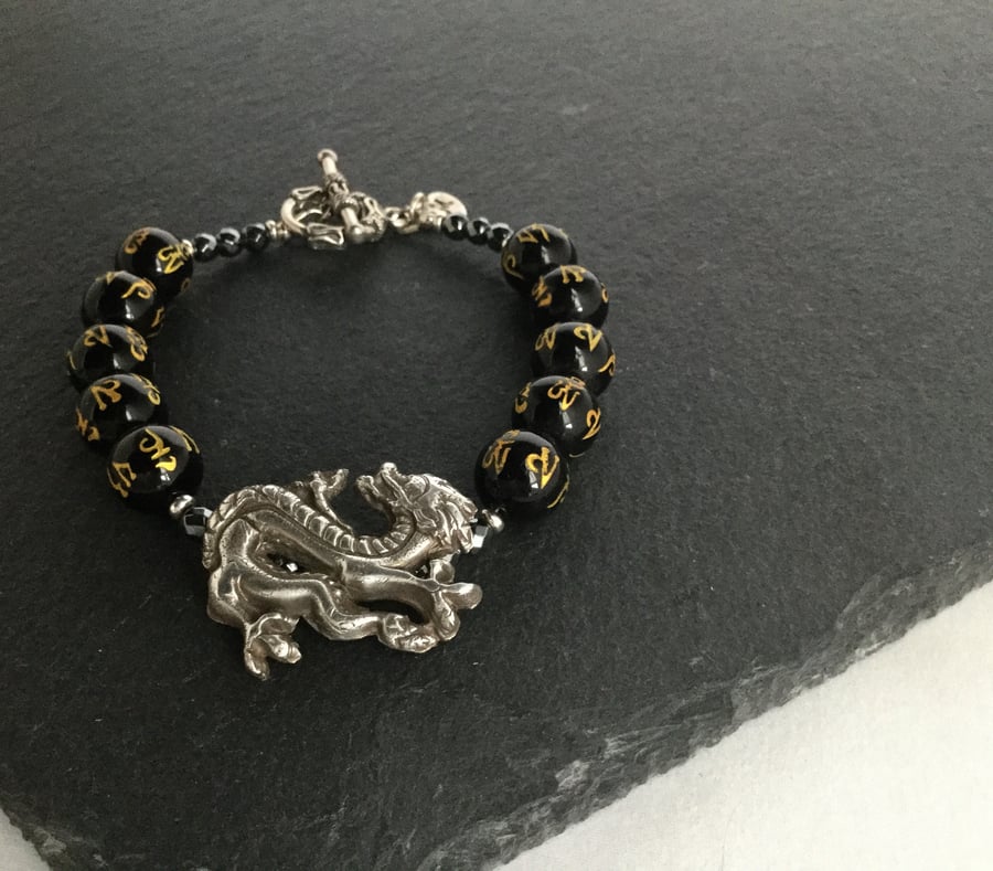 OOAK Fine Silver Dragon Bracelet