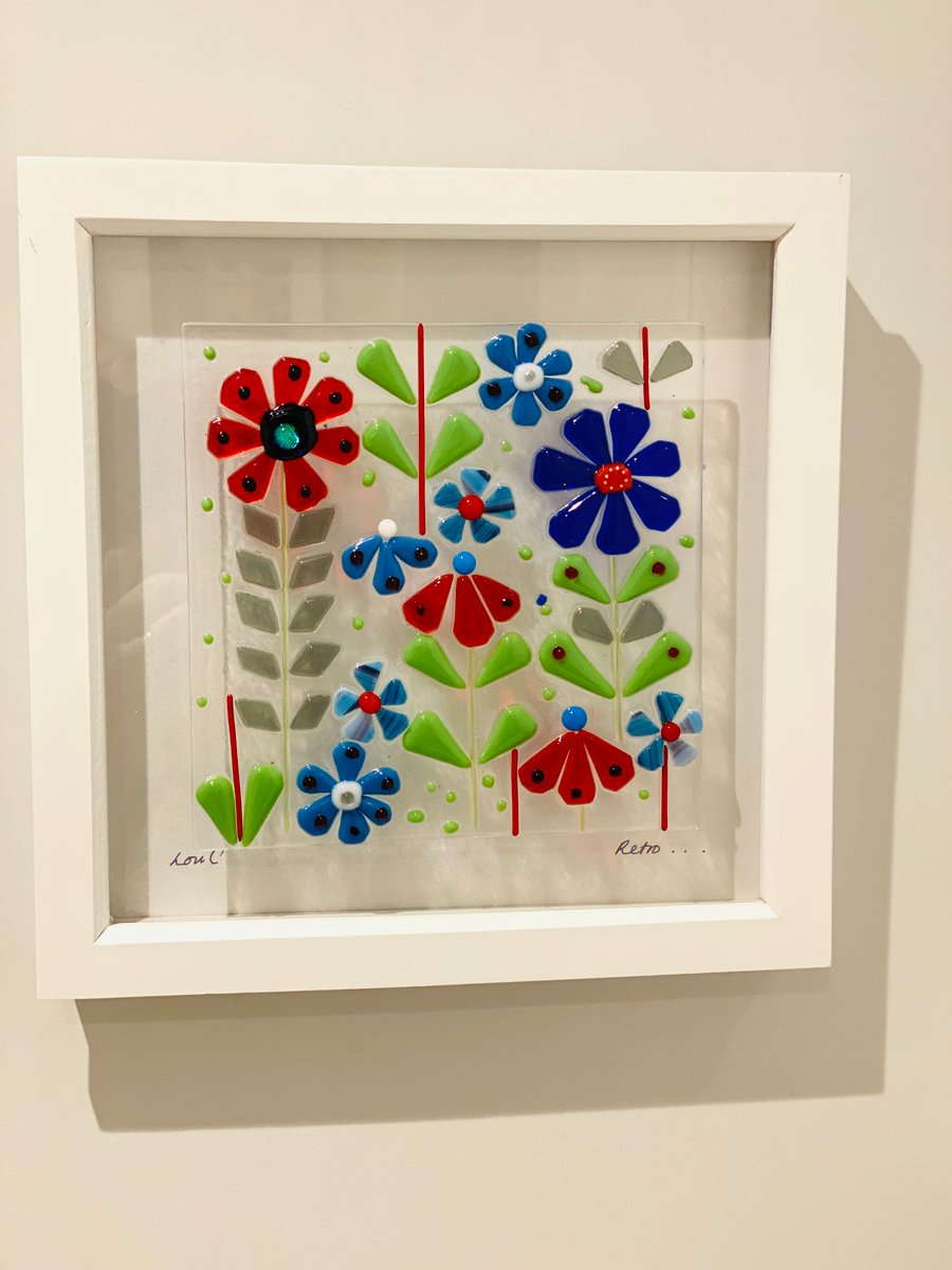 Retro style fused glass picture -glass art