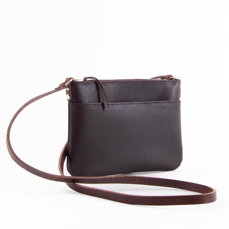 Brown Soft Leather Hip Bag, Lightweight Crossbody Bag 