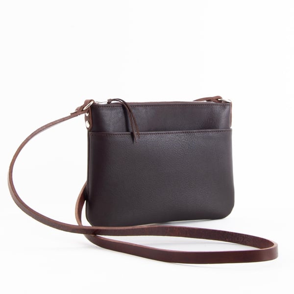 Brown Soft Leather Hip Bag, Lightweight Crossbody Bag 