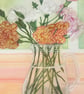 Flowers In Bloom Original Artwork 9x12, Mixed Media