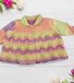 Baby Girl Cardigan 0-3 Months, Rainbow Hand Knitted Matinee Coat - Image 2