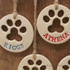 Ceramic dog or cat paw print keepsakes - made to order. Pottery