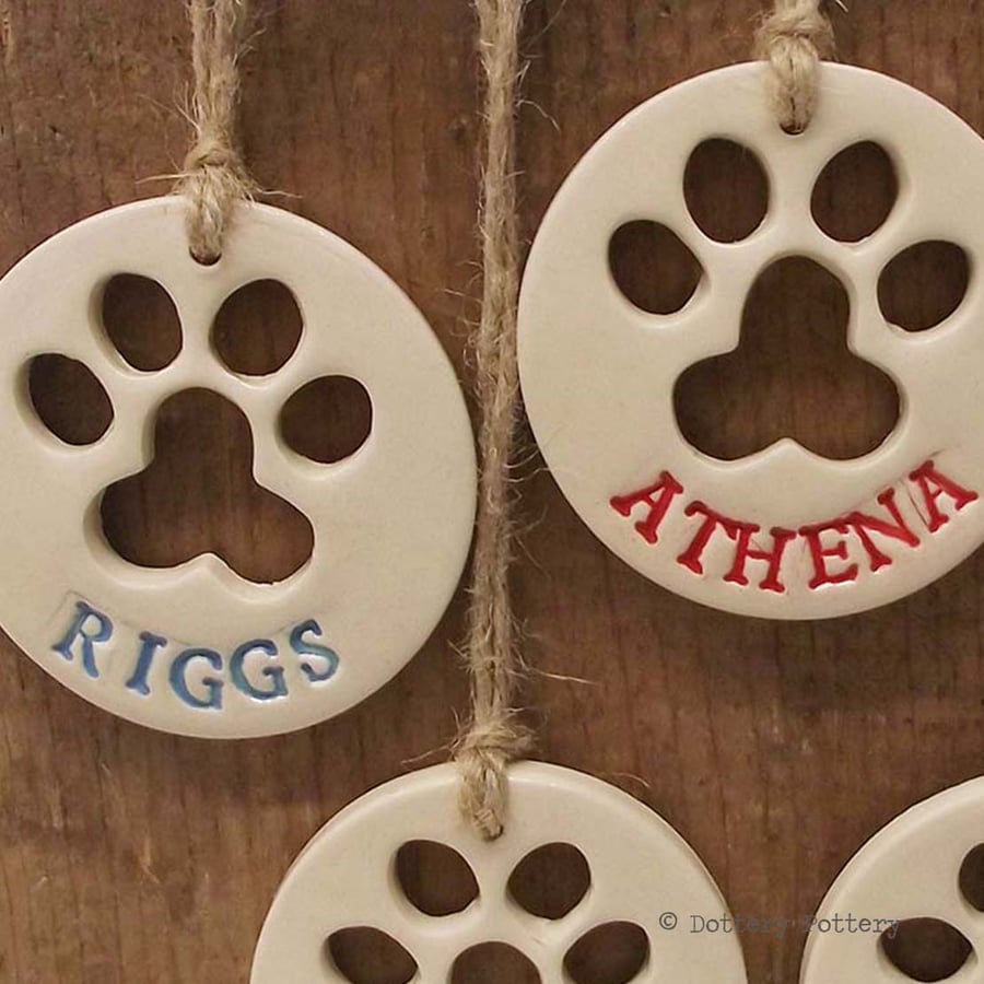 Ceramic dog or cat paw print keepsakes - made to order. Pottery